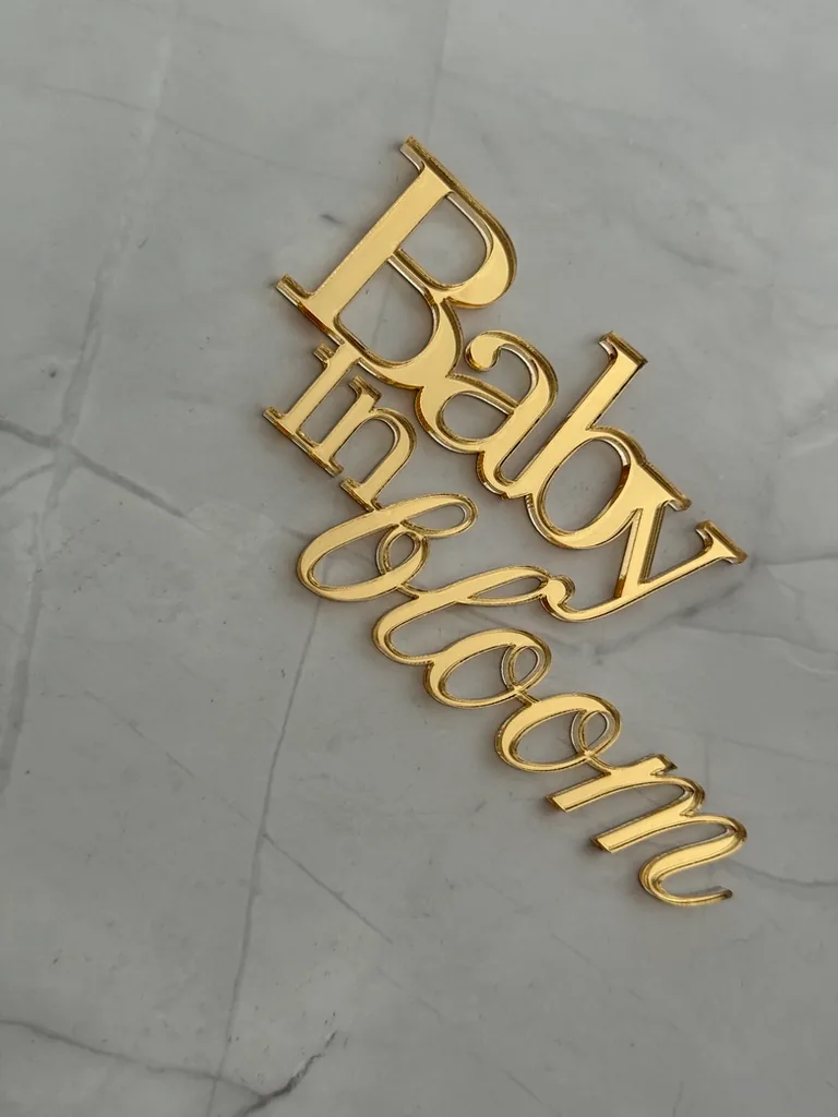 Gold mirror Baby in Bloom plaque